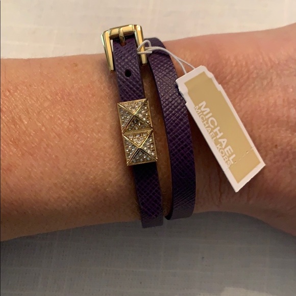 NWT Michael Kors Purple Leather Wrap Bracelet - Picture 1 of 4